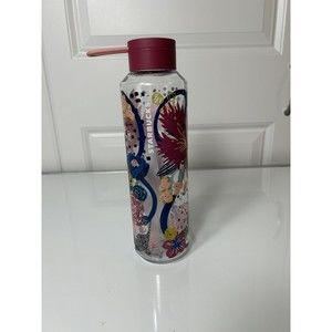 Starbucks 2021 Pink Floral Reusable Plastic Flower Water Bottle Tumbler 24 oz